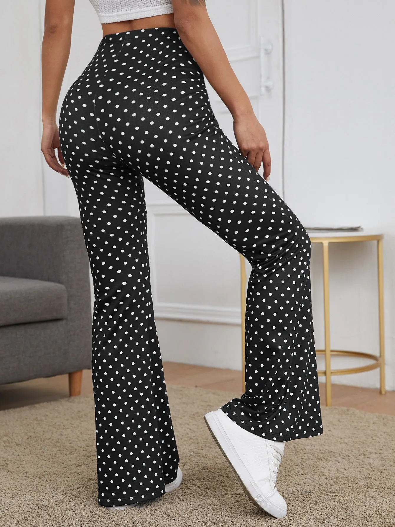 Vintage Polka Dot High Waist Long Women Pants