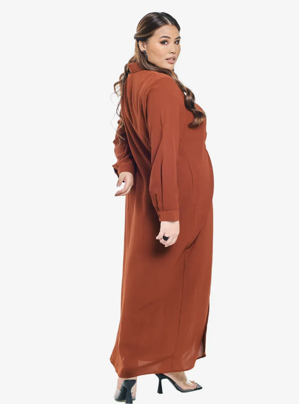 Viscose Blend Longline Ruched Shirt Dress