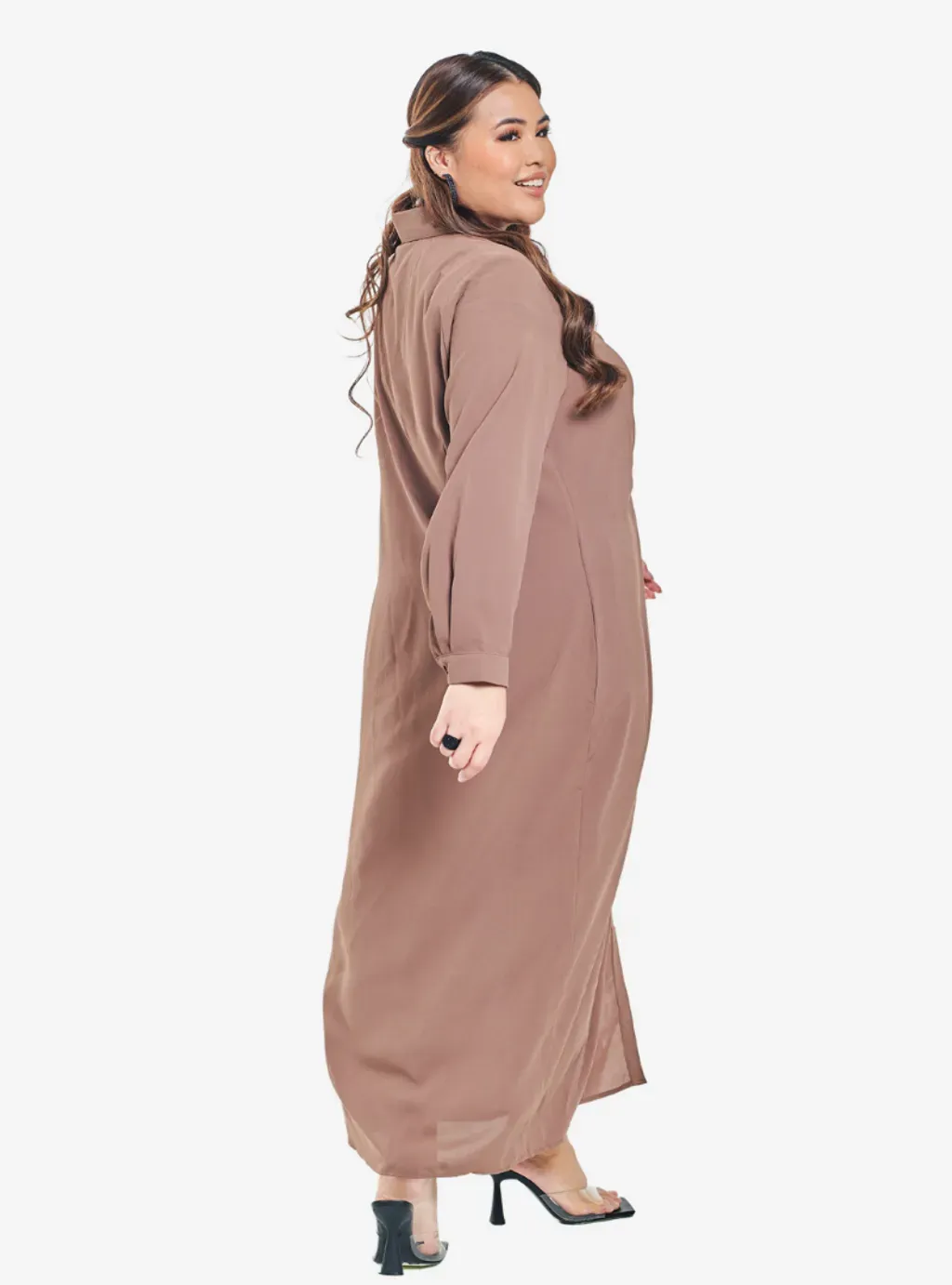 Viscose Blend Longline Ruched Shirt Dress