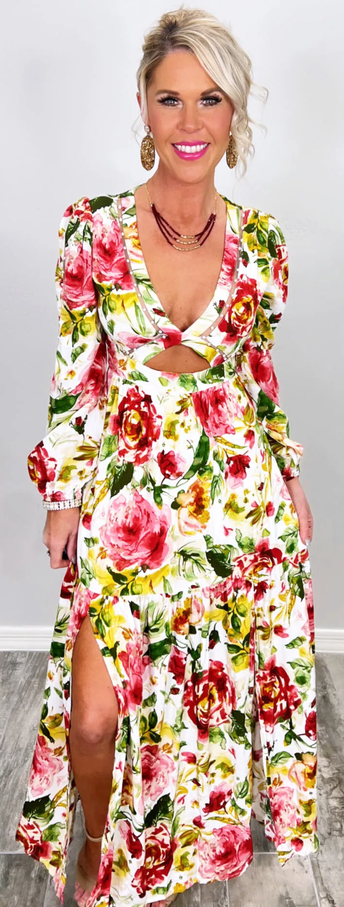 Where I Want To Be Floral Maxi Dress