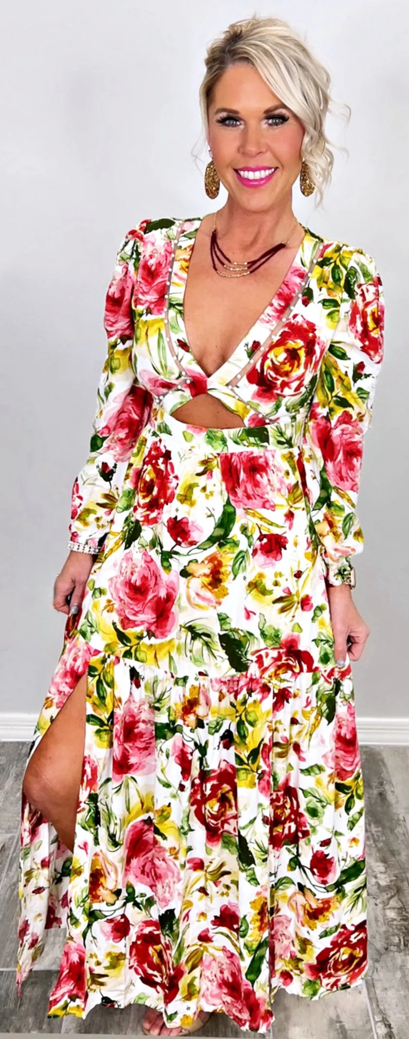 Where I Want To Be Floral Maxi Dress