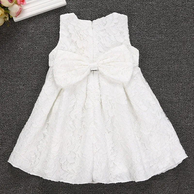 White Bow & Lace Dress (18M-5Yrs)