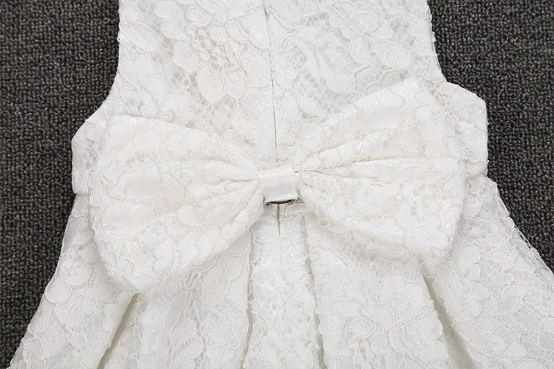 White Bow & Lace Dress (18M-5Yrs)