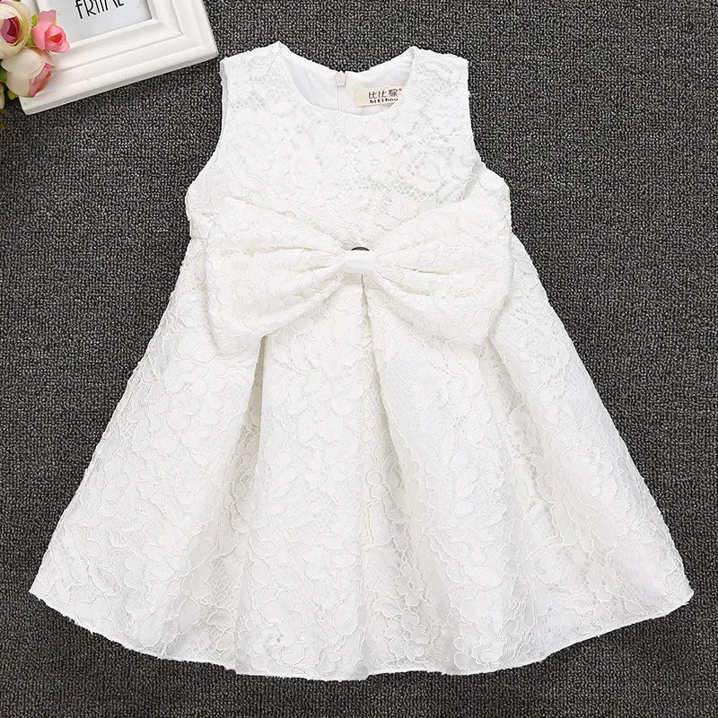 White Bow & Lace Dress (18M-5Yrs)