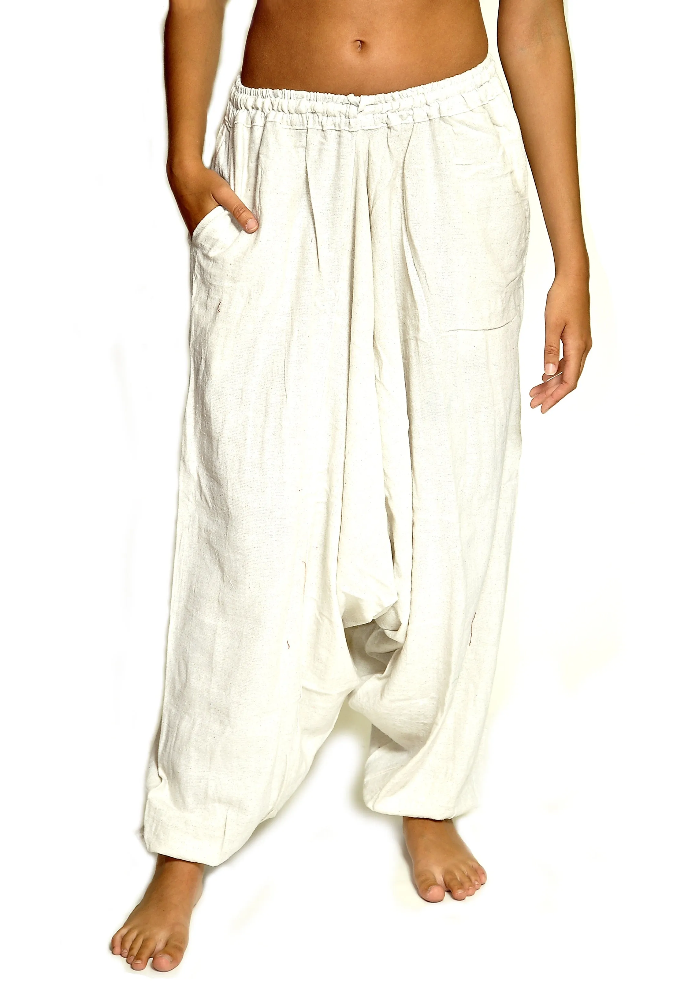 White Cotton Harem Pants