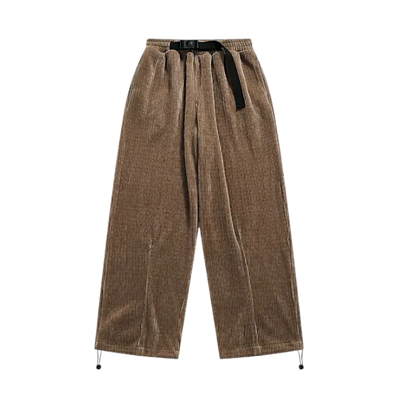 Wide leg corduroy pant with belt