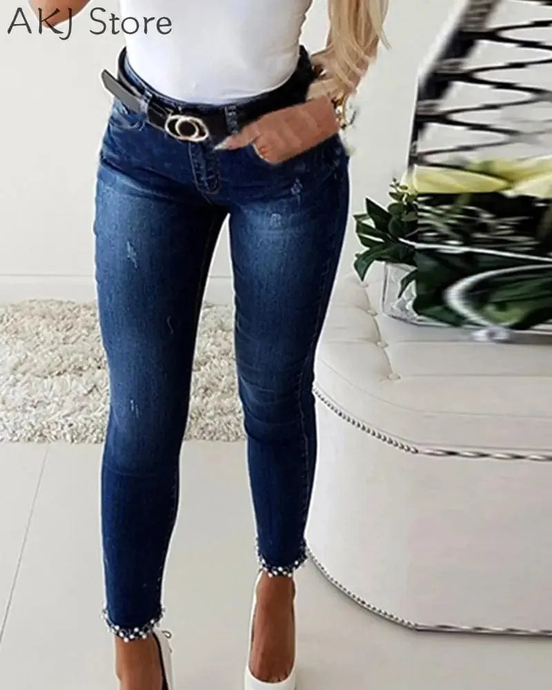 Women Sexy Zipper Design Bowknot Detail  High Waist Sexy Push Up Jeans