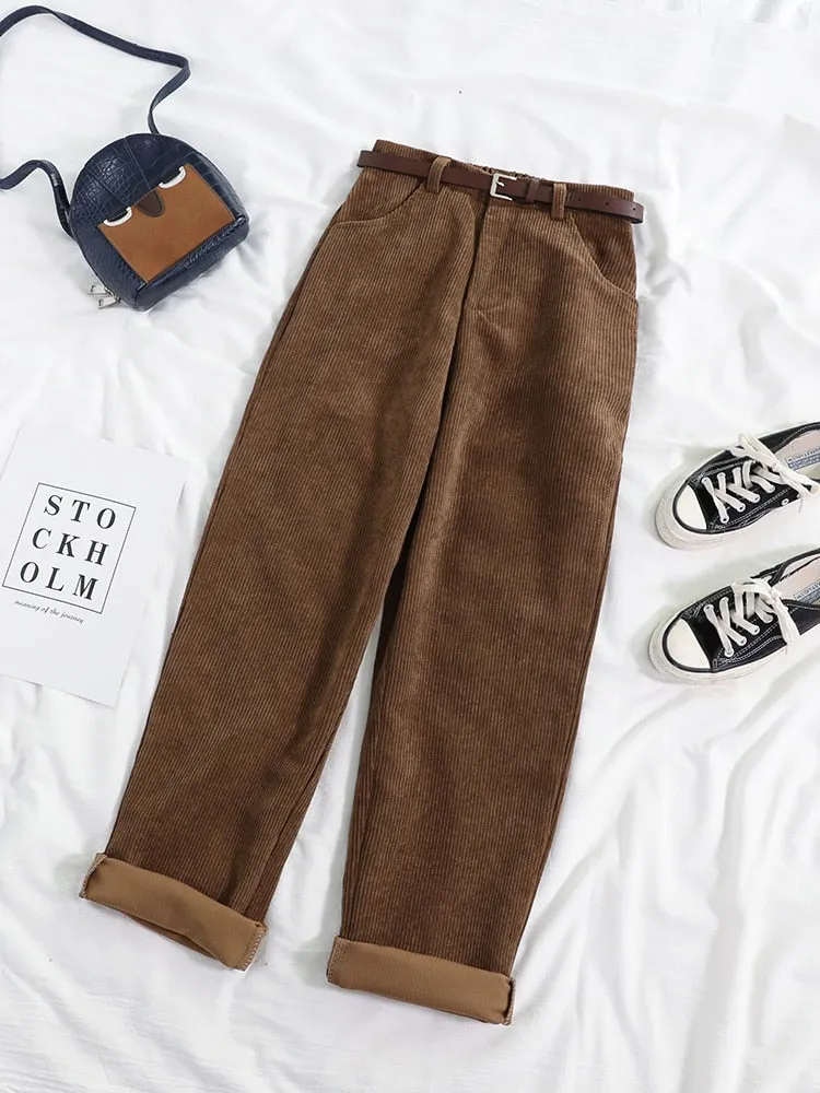 Women Spring Corduroy Pants