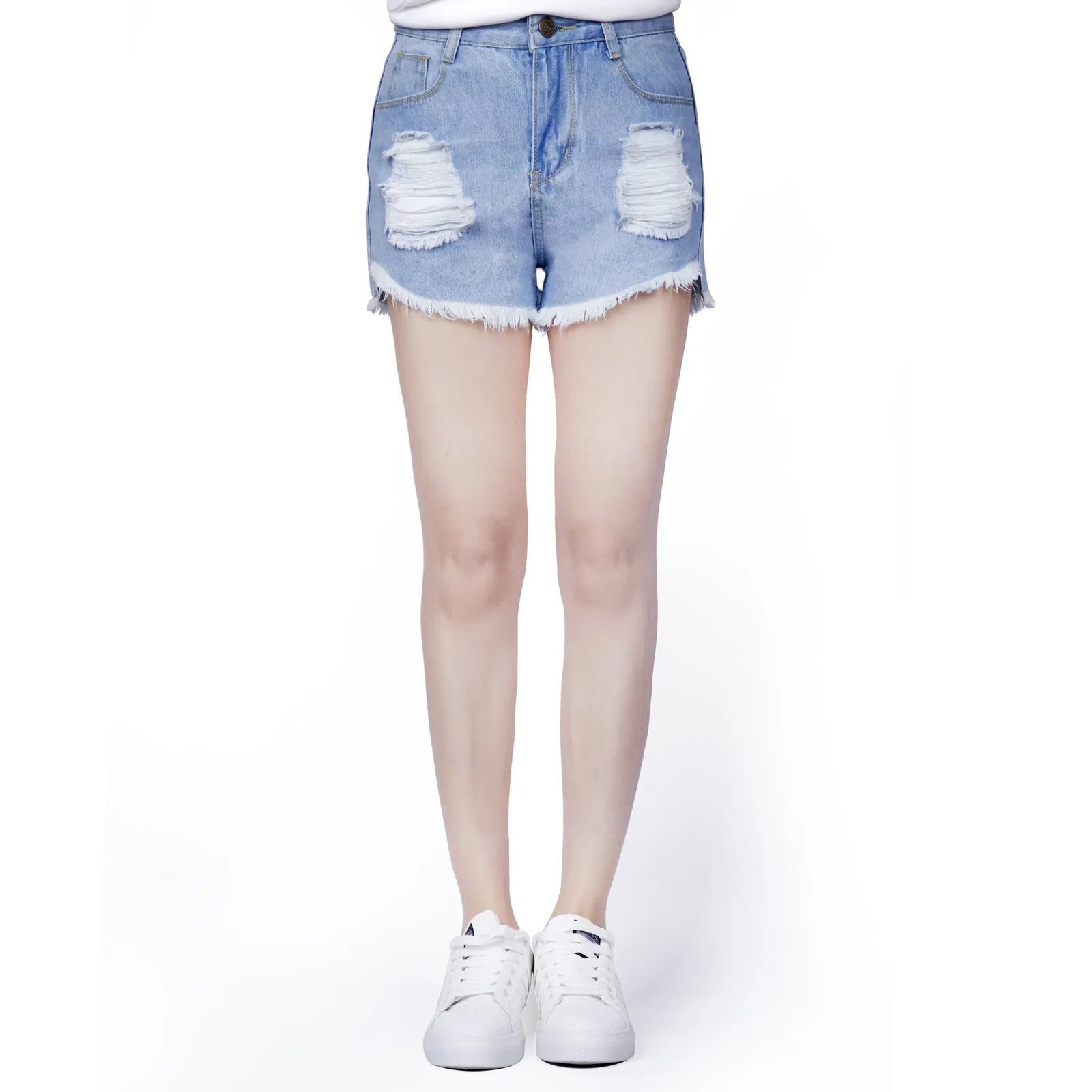 Womens High Waisted Shorts Jeans Ripped Denim Distressed Jeans HotPants