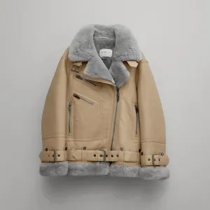 Women's RAF Aviator Styled Lambskin Shearling Leather Jacket