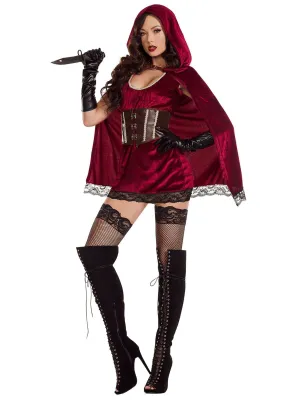 Womens Sexy Red Riding Hood Gothic Velvet