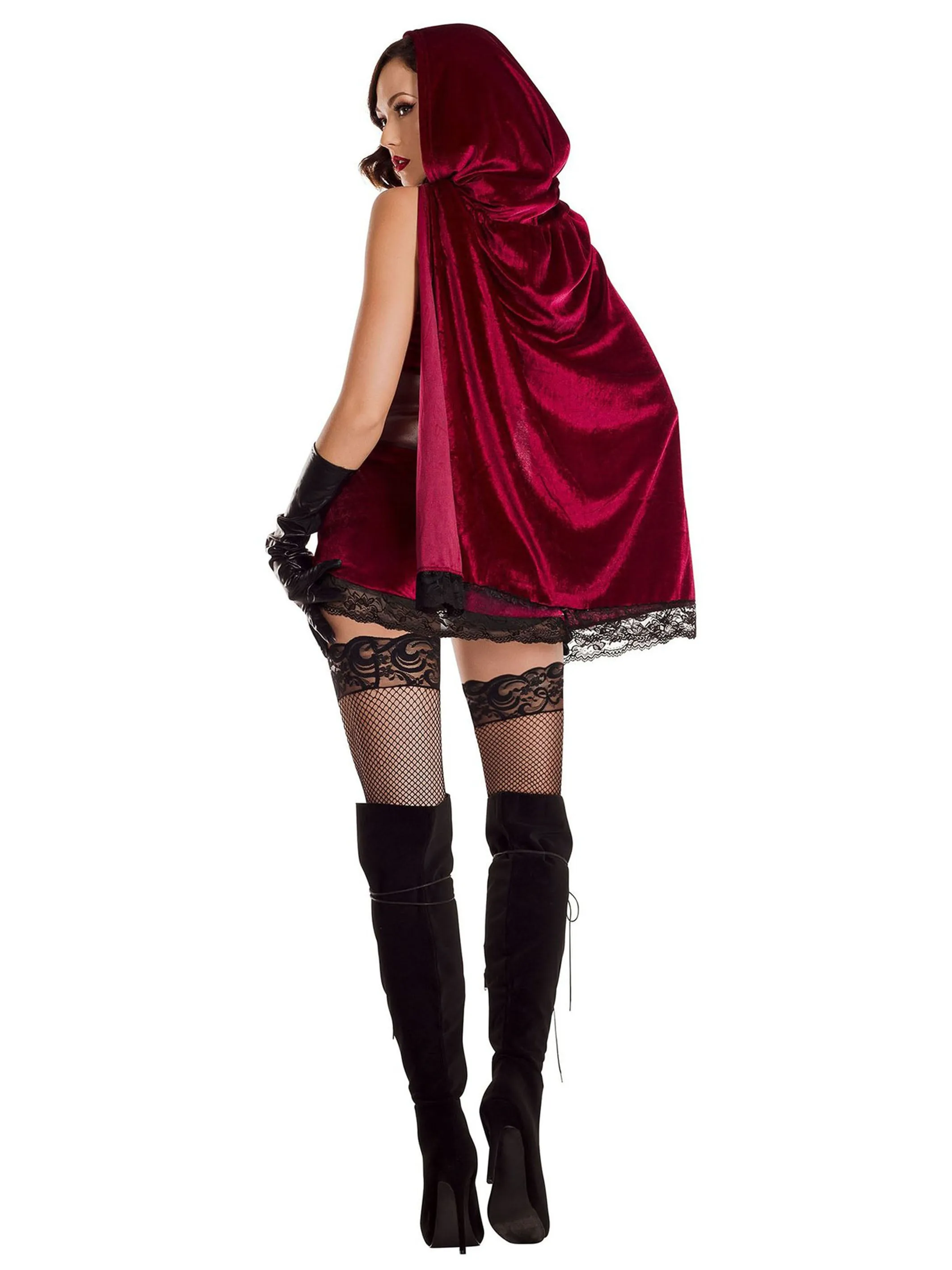 Womens Sexy Red Riding Hood Gothic Velvet