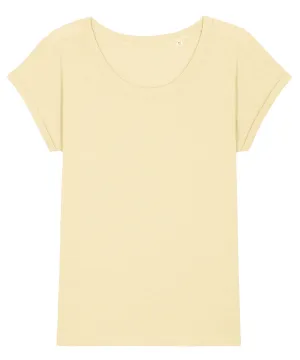 Womens Stella Rounders slub rolled sleeve slub t-shirt (STTW112) | Butter