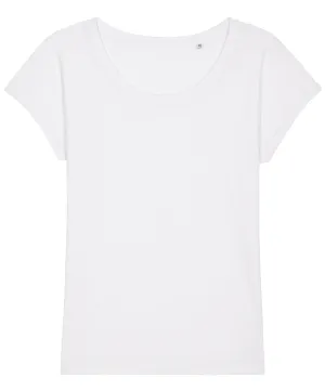 Womens Stella Rounders slub rolled sleeve slub t-shirt (STTW112) | White