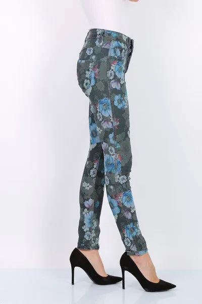 Zac & Zoe Reversible Denim Jeans Green Floral