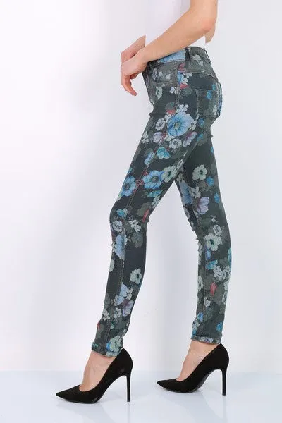 Zac & Zoe Reversible Denim Jeans Green Floral