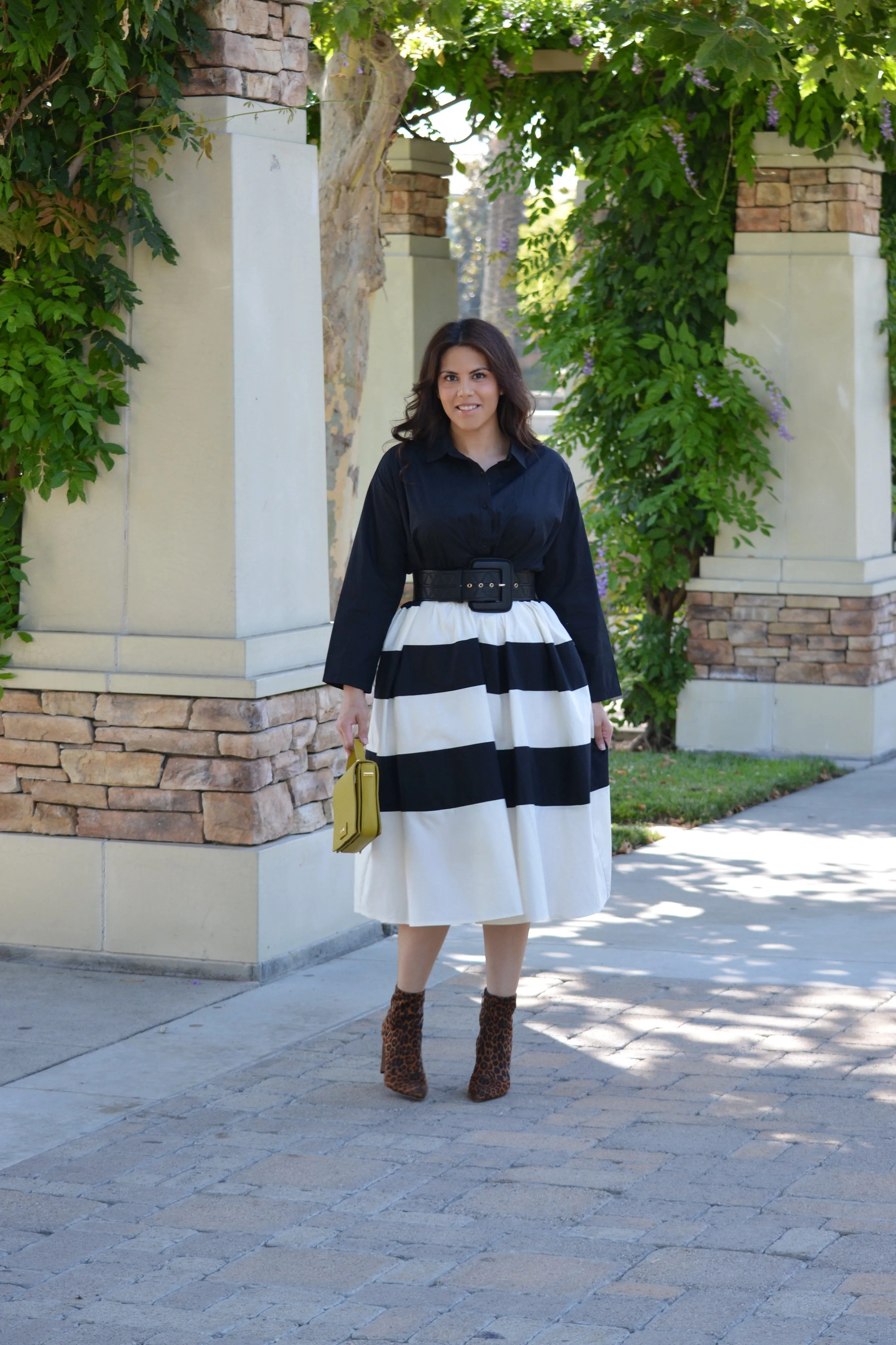 Zully Black Stripe Cotton Dress